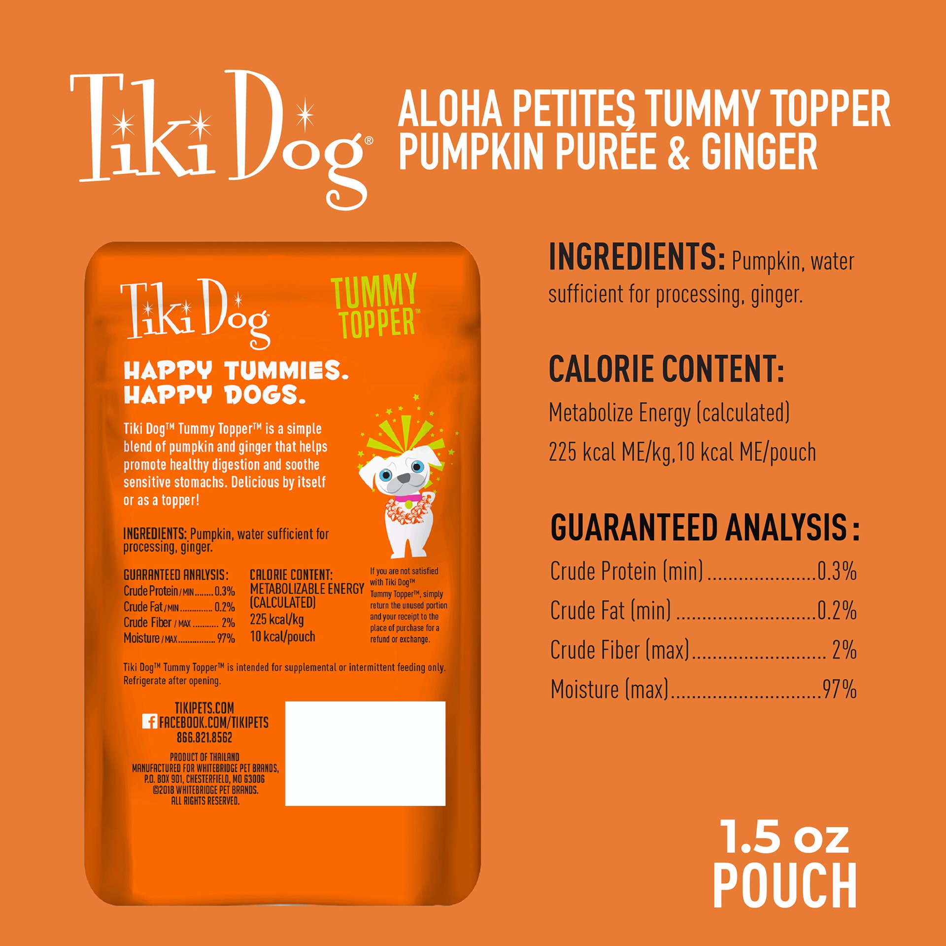 slide 2 of 6, Tiki Dog® Tummy Topper All Life Stage Dog Food Topper - Pumpkin Purée, 1.5 oz