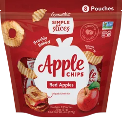 Simple Slices Gourmet Nut Red Apples Apple Chips - 8 x 0.75 oz Pouches