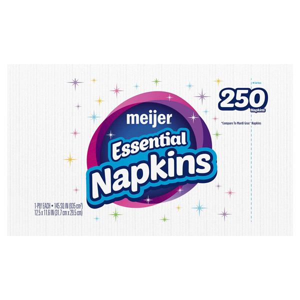 slide 1 of 1, Meijer Essential Napkins, White, 250 ct
