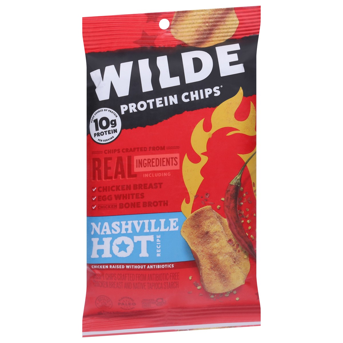 slide 2 of 9, Wilde Snacks Nashville Hot Chicken Protein Chips, 2.25 oz