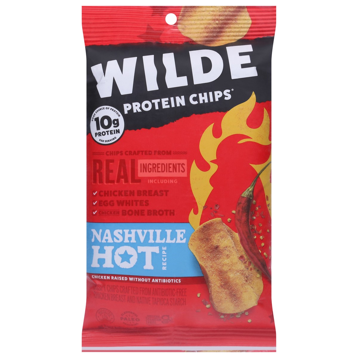 slide 1 of 9, Wilde Snacks Nashville Hot Chicken Protein Chips, 2.25 oz