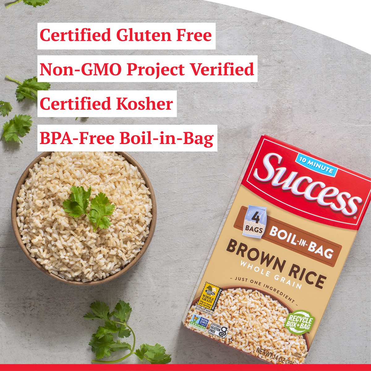 slide 7 of 9, Success Rice Boil-in-Bag Whole Grain Brown, 14 oz