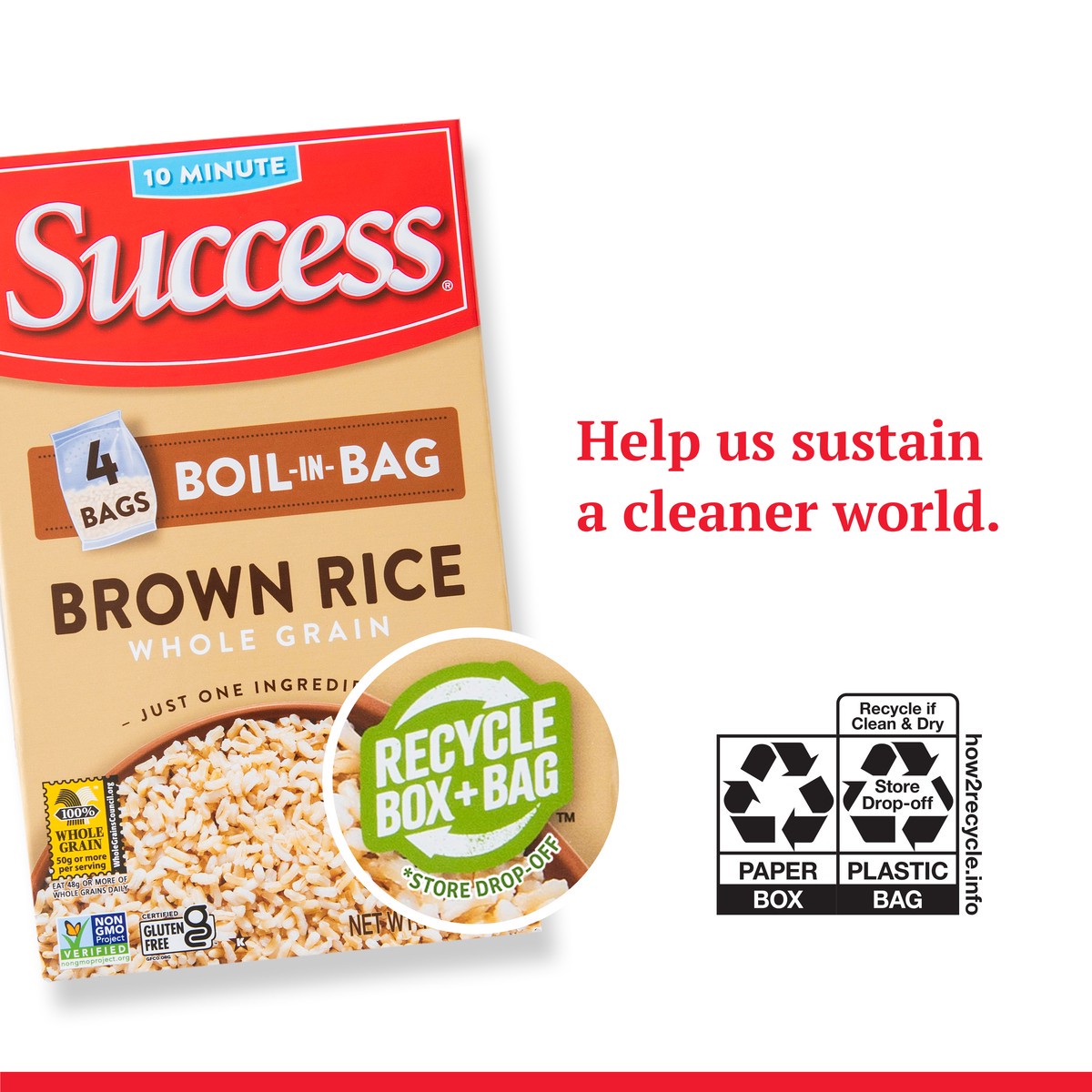 slide 9 of 9, Success Rice Boil-in-Bag Whole Grain Brown, 14 oz