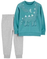 Carter's Baby 2-Piece Dinosaur Pullover & Jogger Pant Set Turquoise/Heather 18M