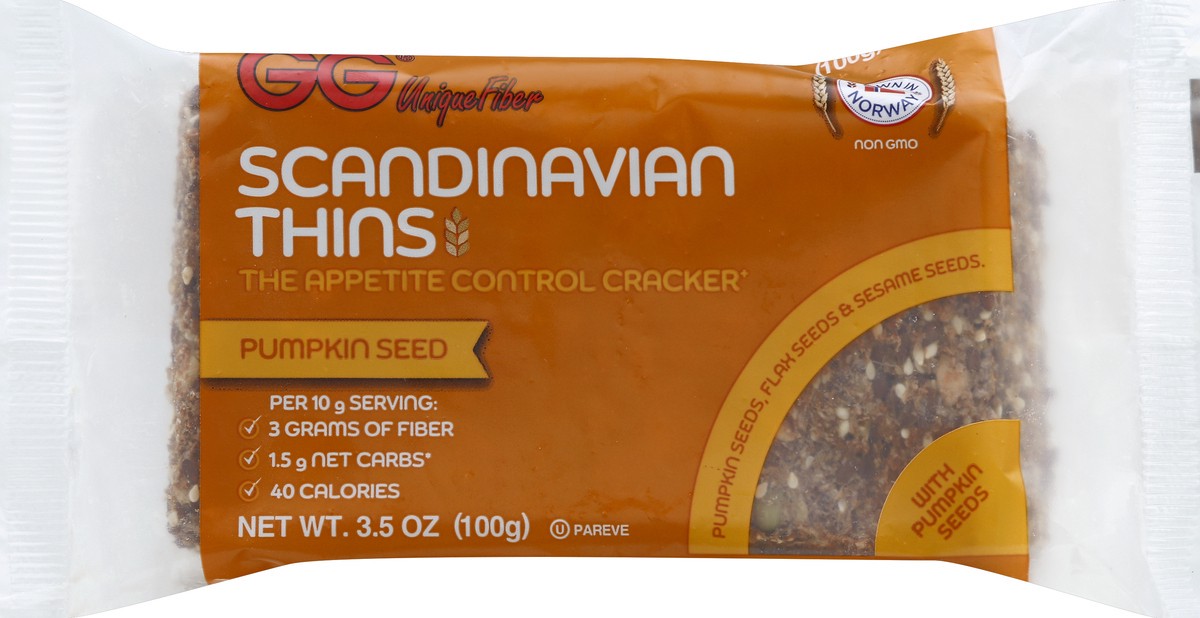 slide 5 of 6, GG Thins, Scandinavian, Pumpkin Seed, 3.5 oz