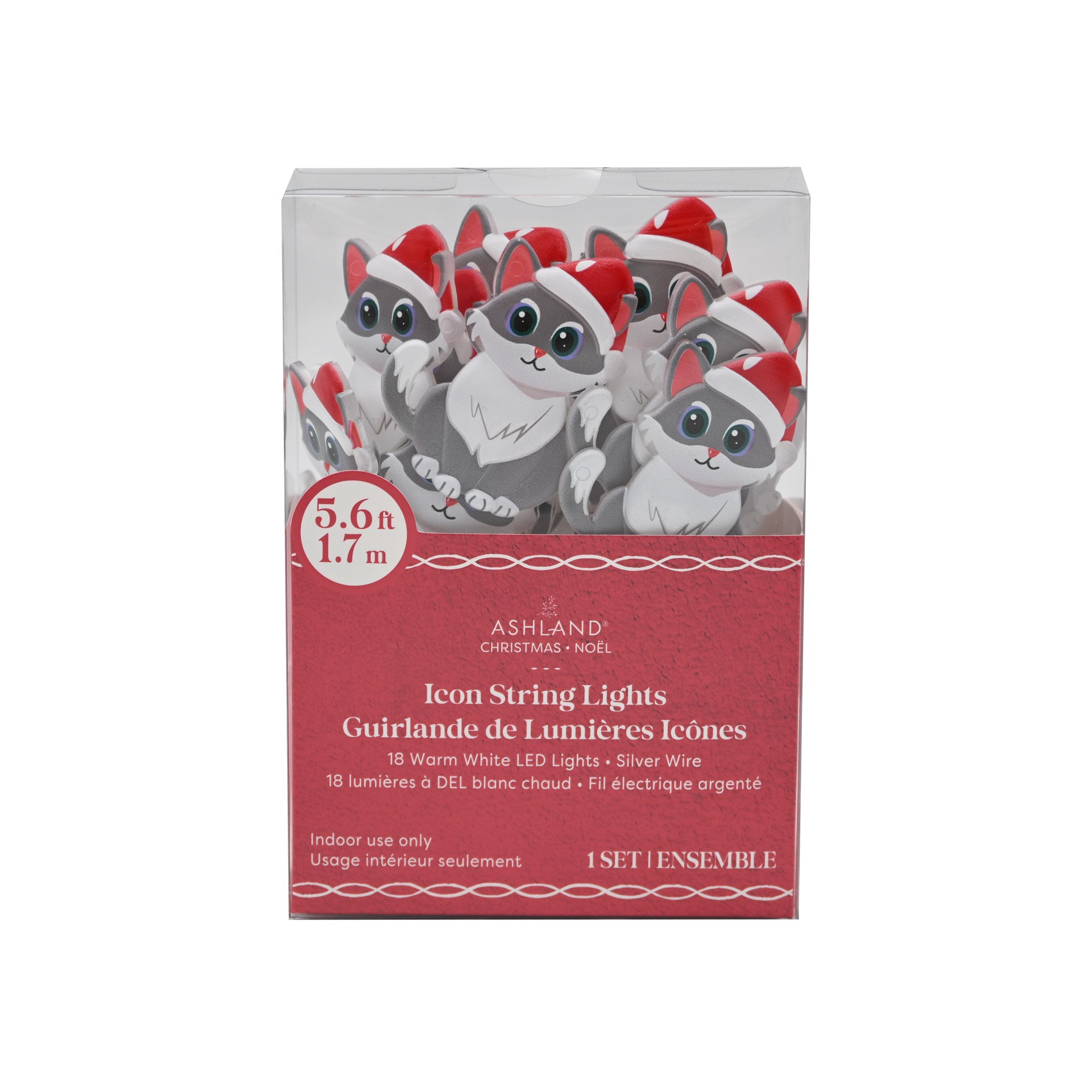 slide 4 of 4, 18ct. Warm White Led Gray Cat String Lights On Silver Wire By Ashland, 18 ct