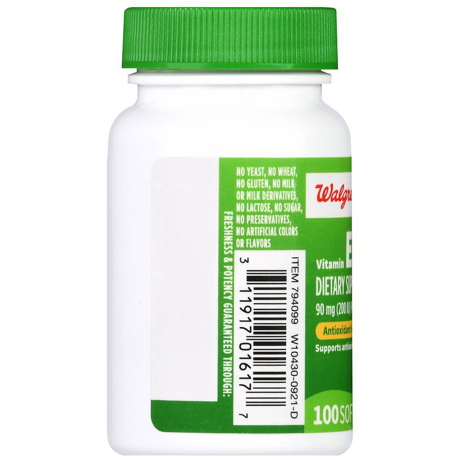 slide 2 of 5, Walgreens Vitamin E 200IU Softgels, 100 ct