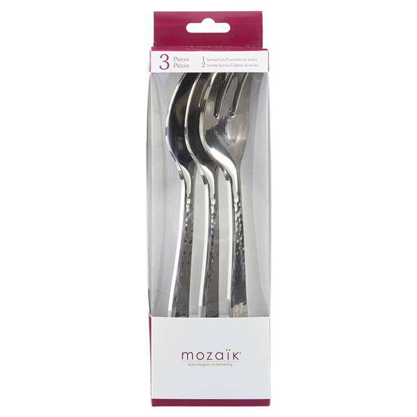 slide 1 of 1, Mozaik Premium Plastic Hammered Serving Utensils, 3 ct