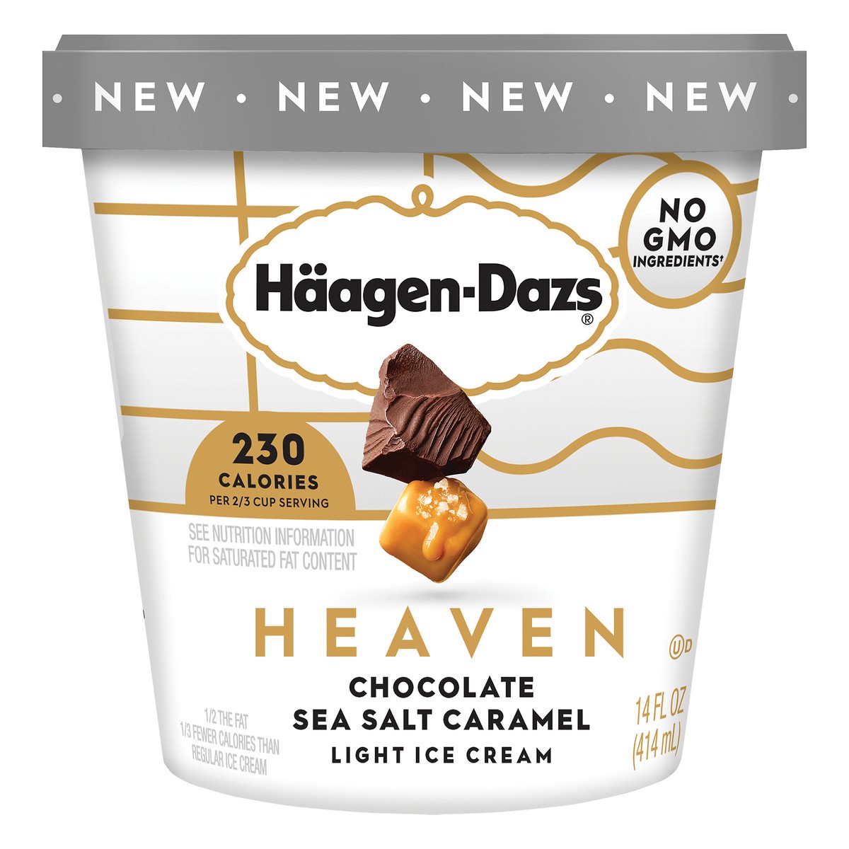 slide 1 of 1, Häagen-Dazs Heaven Chocolate Sea Salt Caramel Light Ice Cream, 14 fl oz
