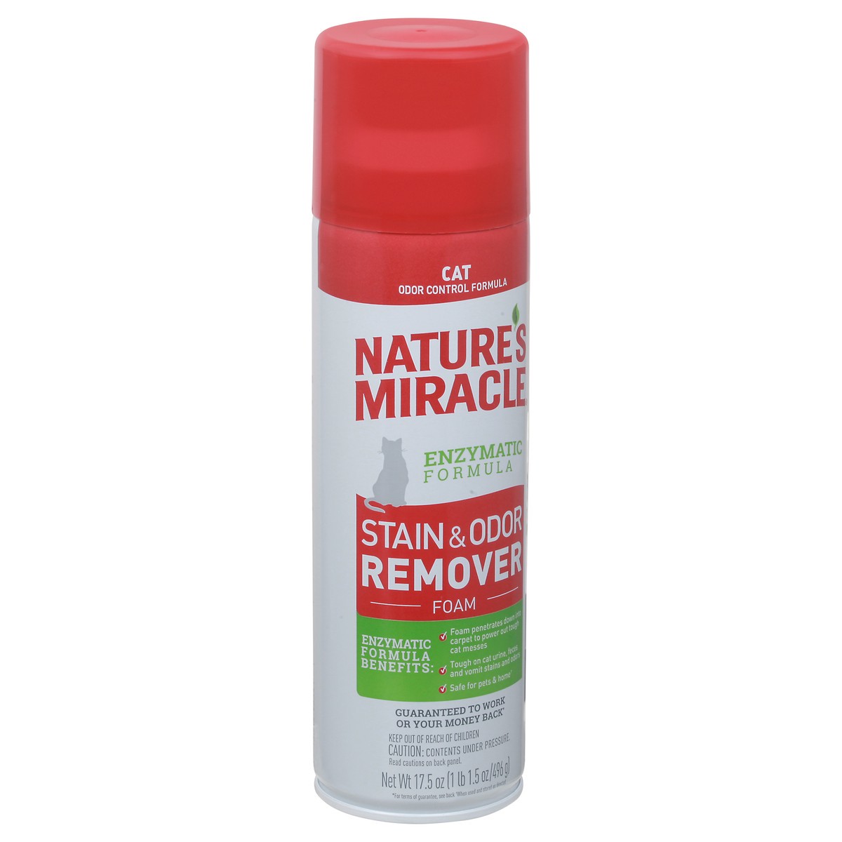 slide 5 of 9, Nature's Miracle Enzymatic Formula Cat Stain & Odor Remover Foam 17.5 oz, 1.35 lb