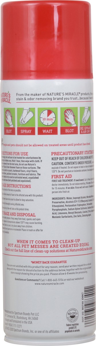 slide 8 of 9, Nature's Miracle Enzymatic Formula Cat Stain & Odor Remover Foam 17.5 oz, 1.35 lb