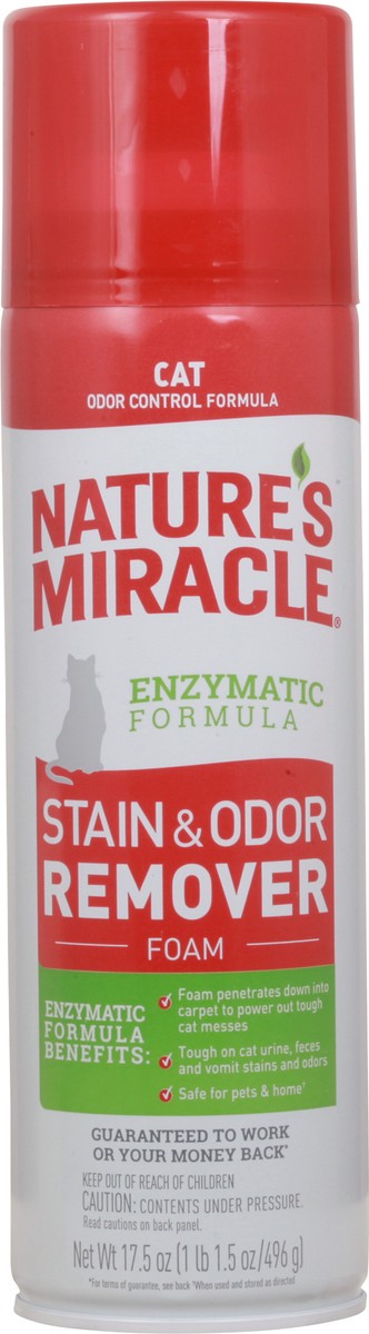 slide 4 of 9, Nature's Miracle Enzymatic Formula Cat Stain & Odor Remover Foam 17.5 oz, 1.35 lb