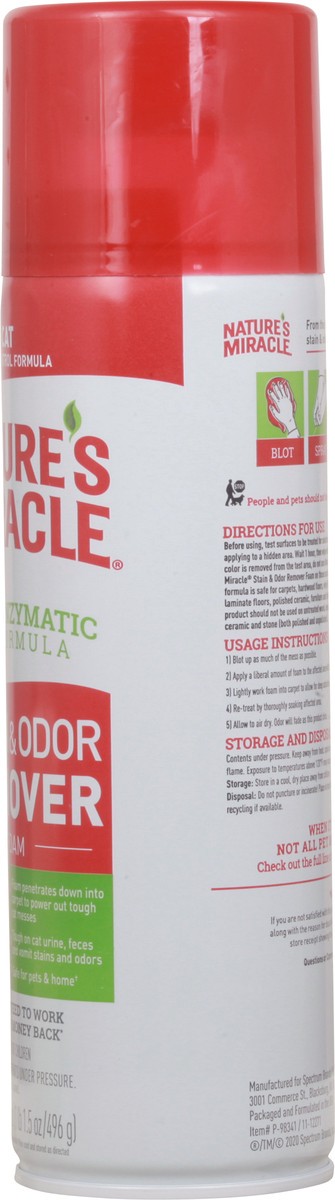 slide 9 of 9, Nature's Miracle Enzymatic Formula Cat Stain & Odor Remover Foam 17.5 oz, 1.35 lb