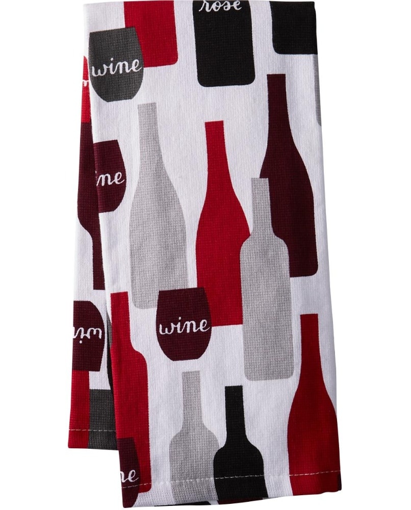 slide 1 of 1, Everyday Living Kitchen Towel Wine Bottle Print, 1 ct