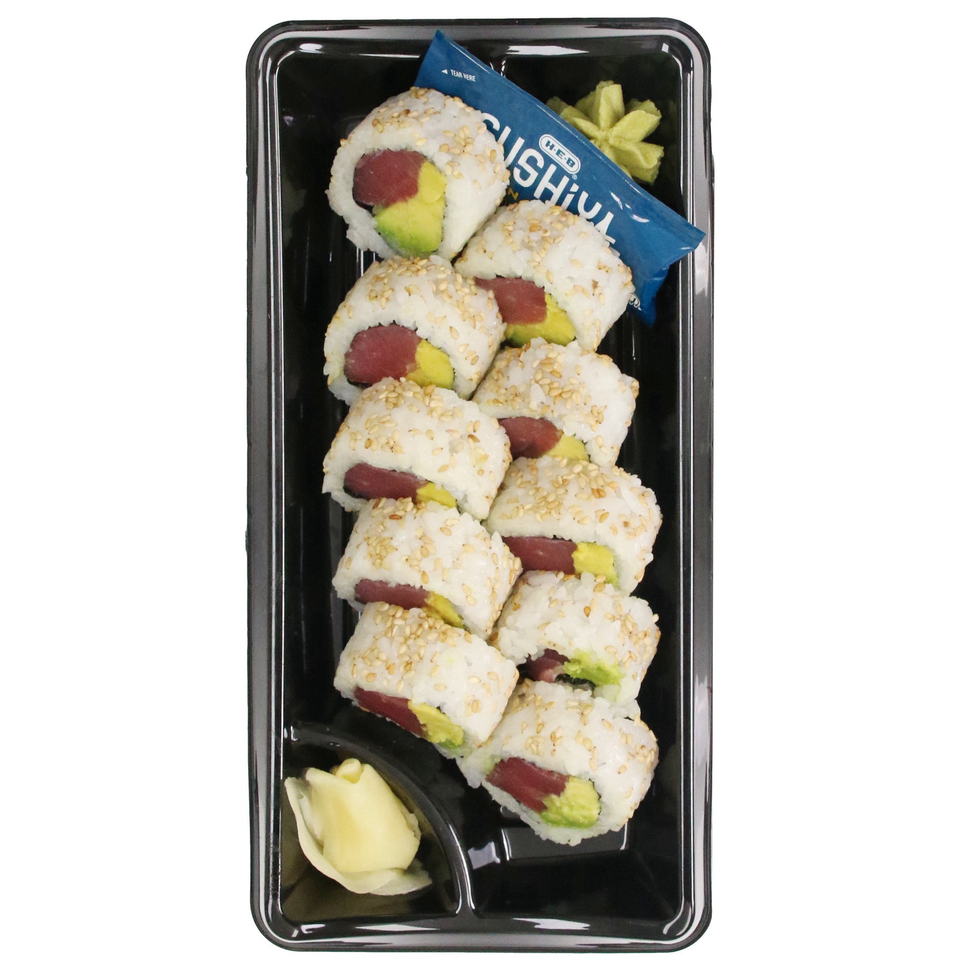 slide 1 of 1, H-E-B Sushiya Tuna Avocado Roll – Kosher, 10 ct