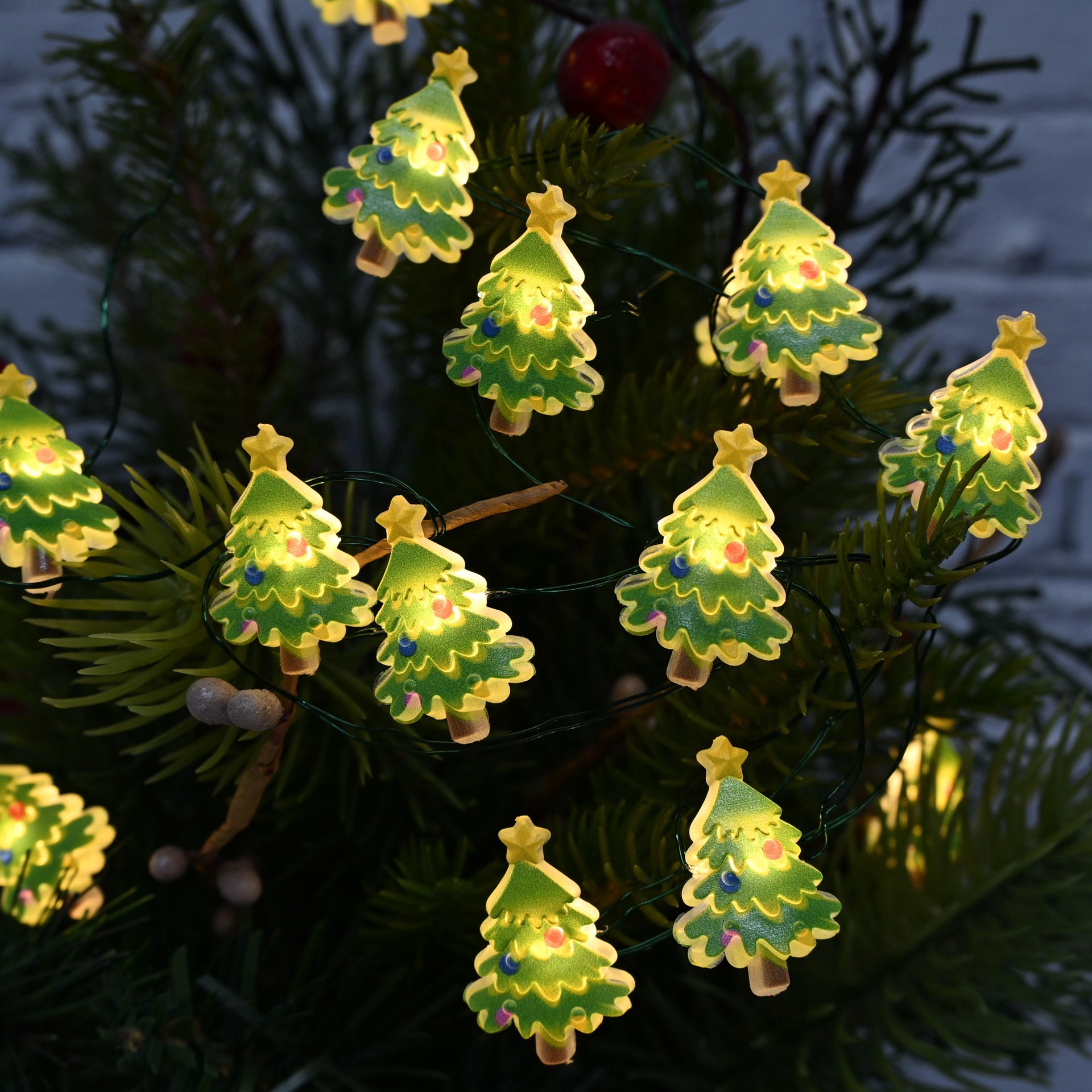 slide 2 of 4, 18ct. Warm White Led Christmas Tree String Lights On Green Wire By Ashland, 18 ct