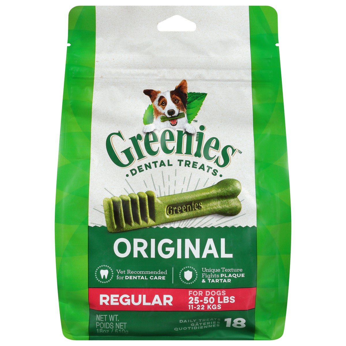 slide 1 of 9, Greenies Regular Original Dental Treats 18 ea, 18 ct