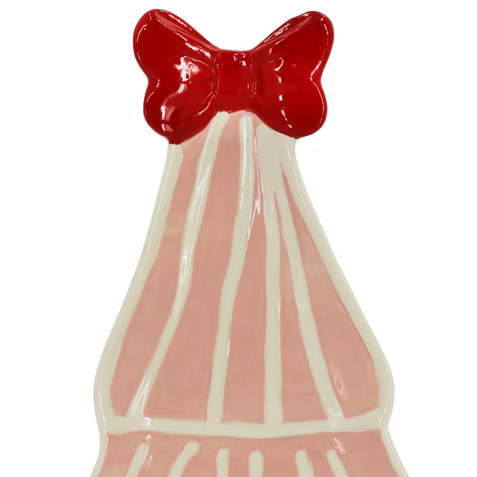 slide 2 of 3, 9.75" Pink & Red Christmas Tree With Bow Ceramic Plate By Ashland, 9.75 in