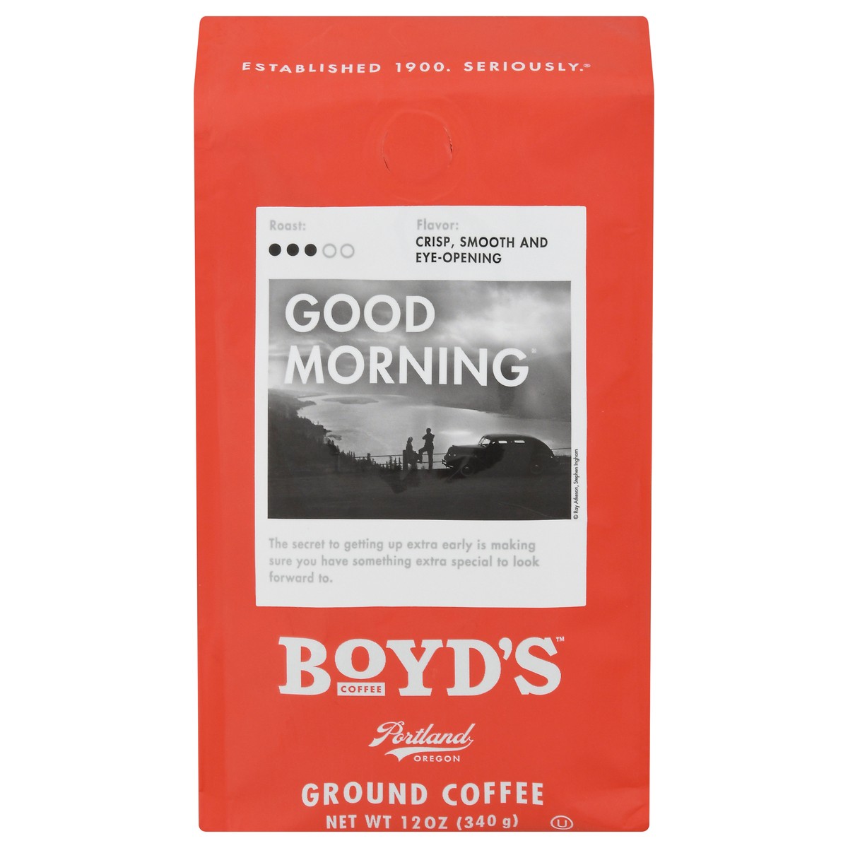 slide 12 of 12, Boyd's Coffee Ground Good Morning Crisp, Smooth and Eye-Opening Coffee - 12 oz, 12 oz