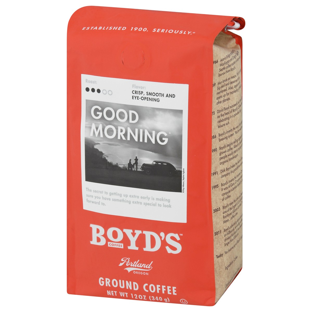 slide 7 of 12, Boyd's Coffee Ground Good Morning Crisp, Smooth and Eye-Opening Coffee - 12 oz, 12 oz