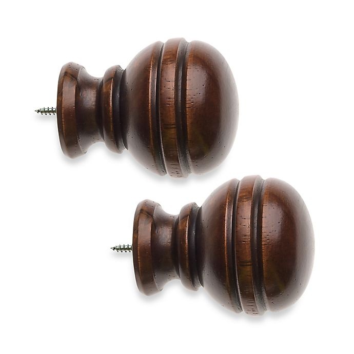 slide 1 of 1, Cambria Classic Wood Orbit Finial - Dark Brown, 2 ct