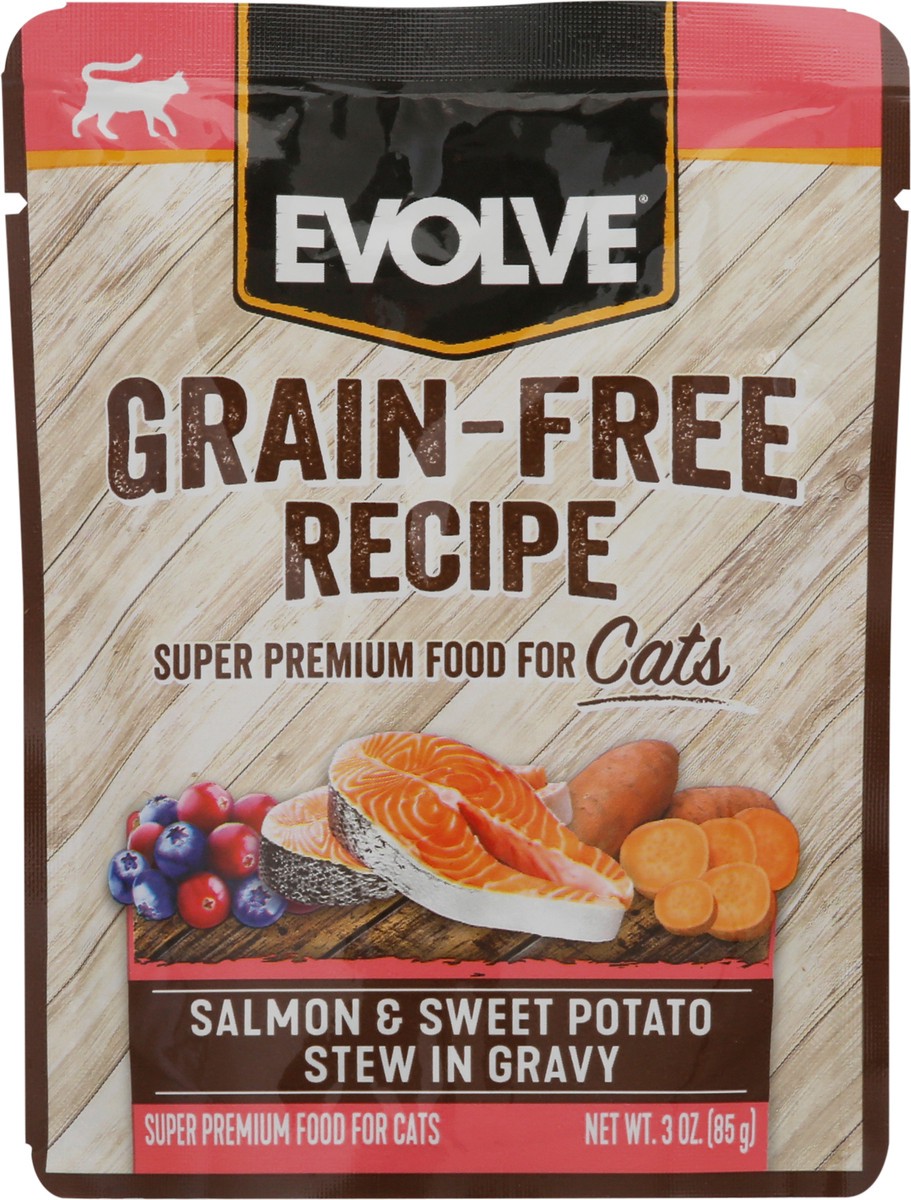 slide 11 of 12, Evolve Gluten Free Cat Salmon Pouch, 3 oz