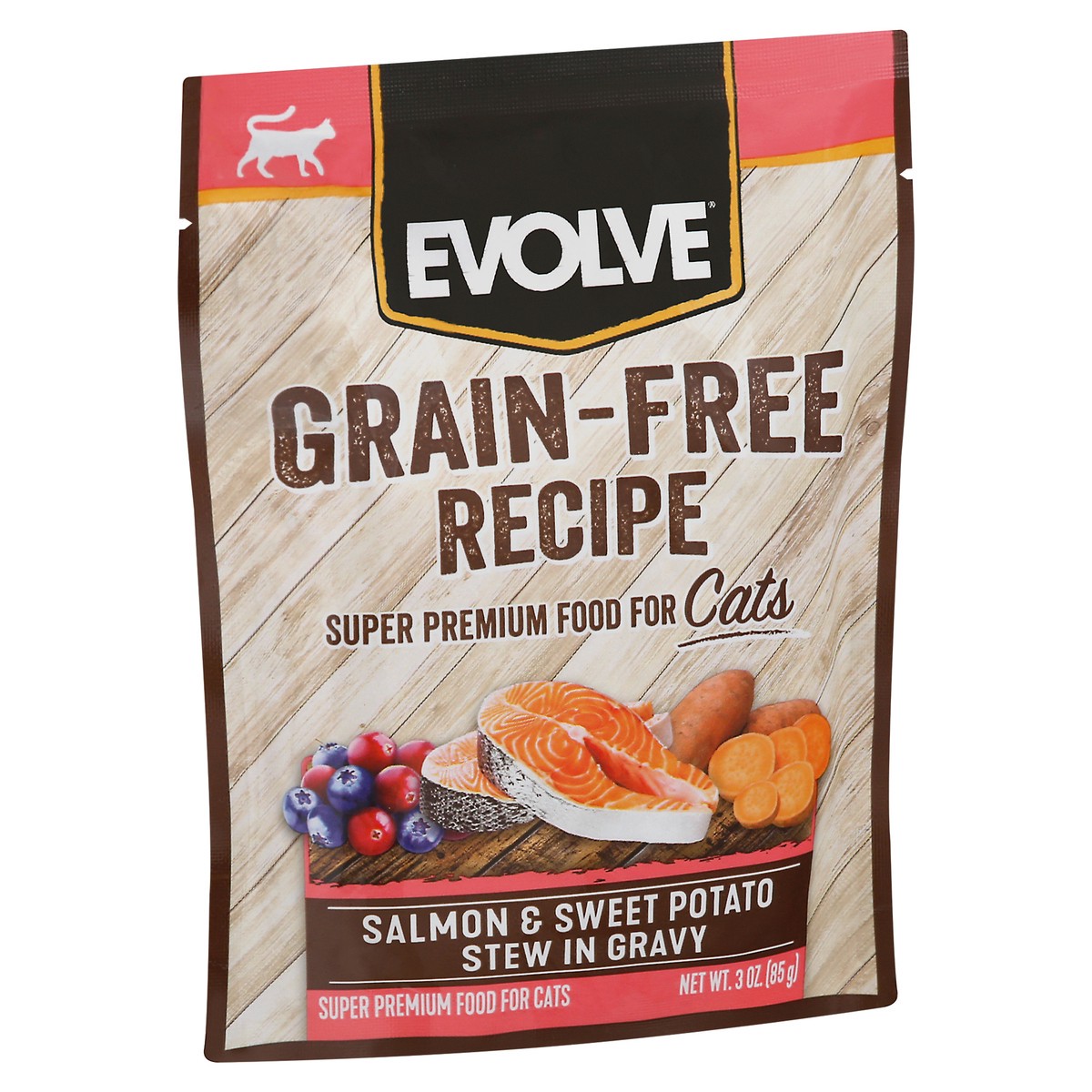 slide 5 of 12, Evolve Gluten Free Cat Salmon Pouch, 3 oz