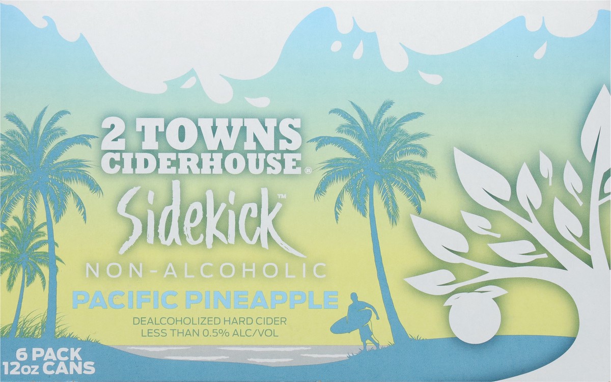 slide 13 of 13, 2 Towns Ciderhouse Sidekick Non-Alcoholic Pacific Pineapple Hard Cider 6 - 12 oz Cans, 6 ct; 12 oz