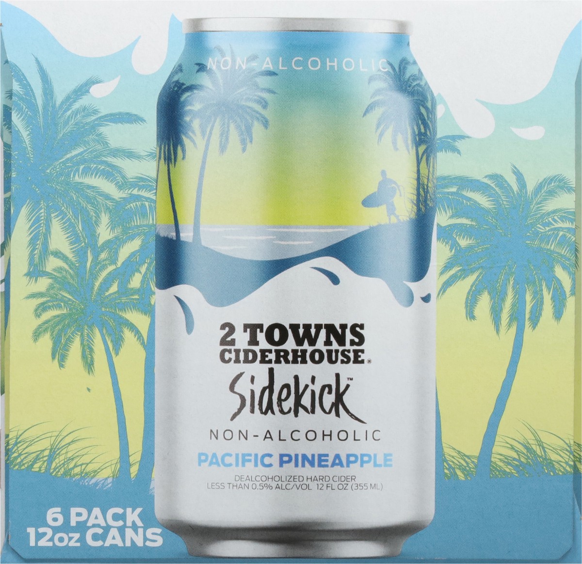 slide 3 of 13, 2 Towns Ciderhouse Sidekick Non-Alcoholic Pacific Pineapple Hard Cider 6 - 12 oz Cans, 6 ct; 12 oz