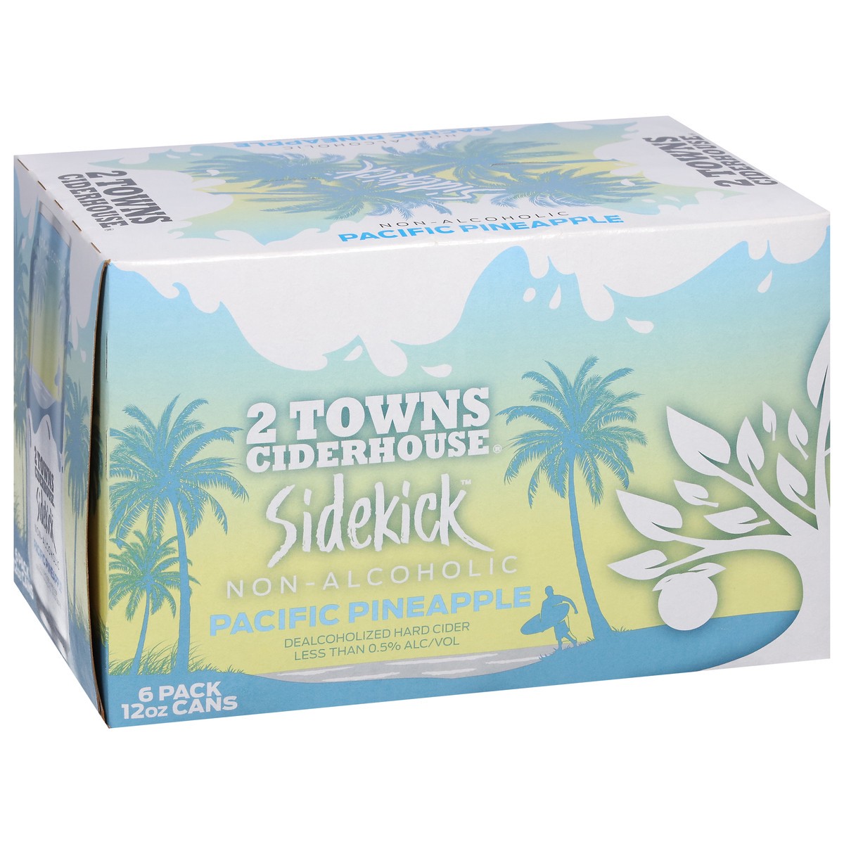 slide 4 of 13, 2 Towns Ciderhouse Sidekick Non-Alcoholic Pacific Pineapple Hard Cider 6 - 12 oz Cans, 6 ct; 12 oz
