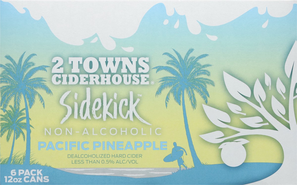 slide 8 of 13, 2 Towns Ciderhouse Sidekick Non-Alcoholic Pacific Pineapple Hard Cider 6 - 12 oz Cans, 6 ct; 12 oz