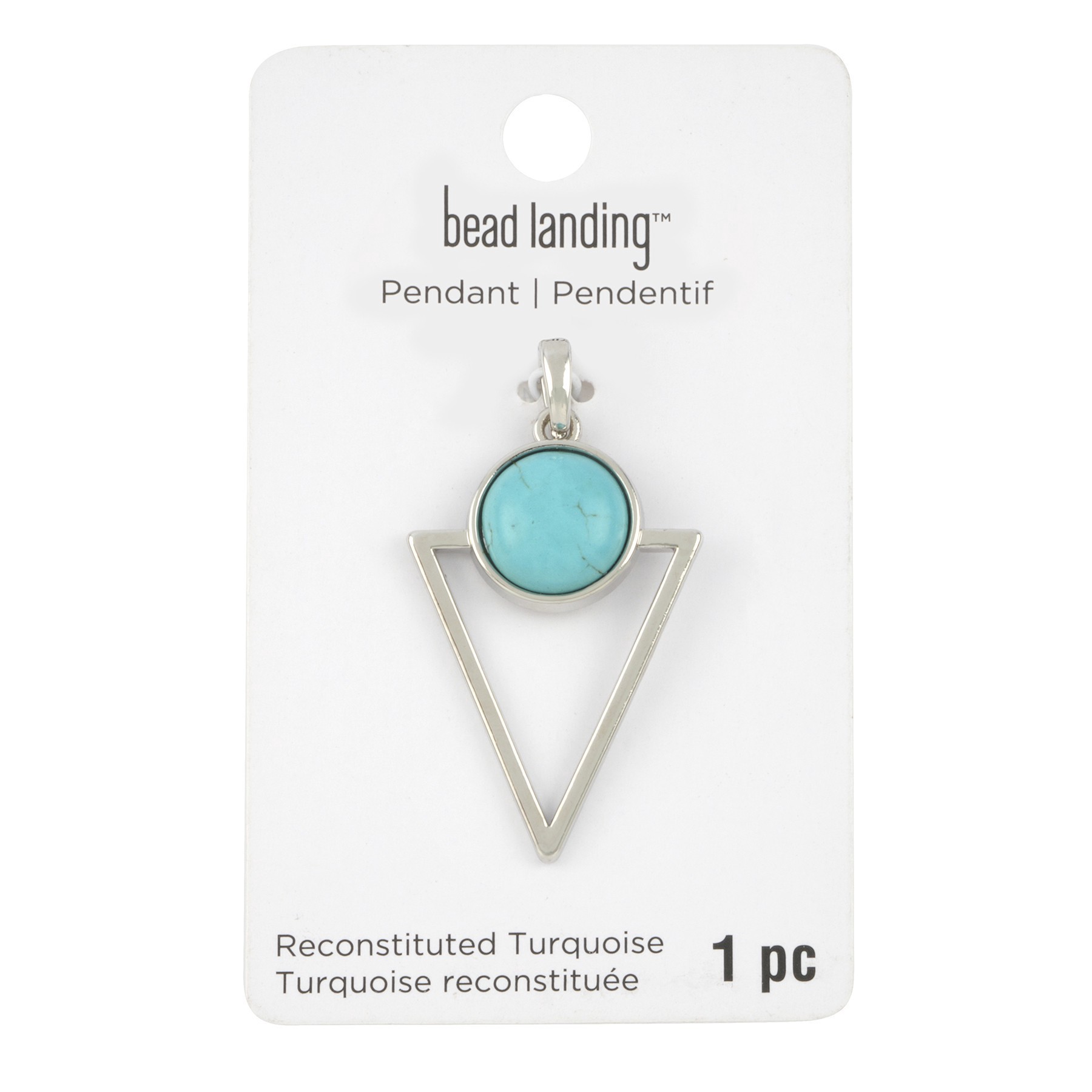 slide 3 of 3, Dyed Turquoise Howlite Triangle Pendant By Bead Landing, 27 mm