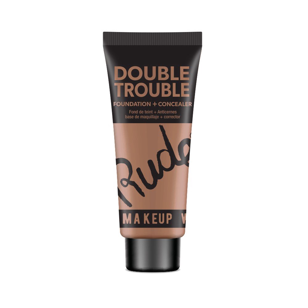 slide 1 of 1, Rude Cosmetics Double Trouble Foundation + Concealer - Walnut, 1 ct