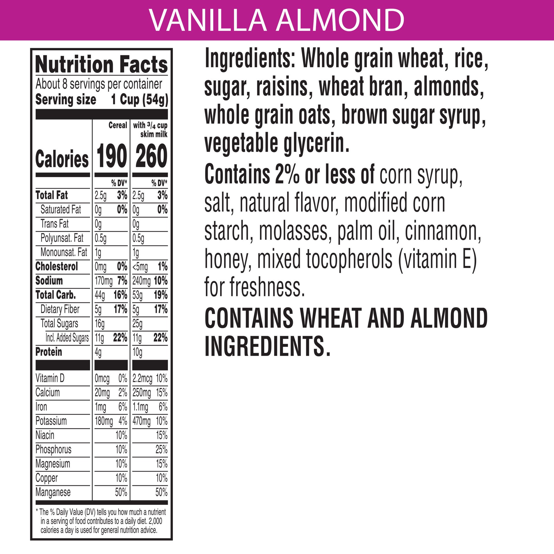 slide 5 of 5, Kellogg's Raisin Bran Crunch Vanilla Almond Breakfast Cereal, 15.8 oz