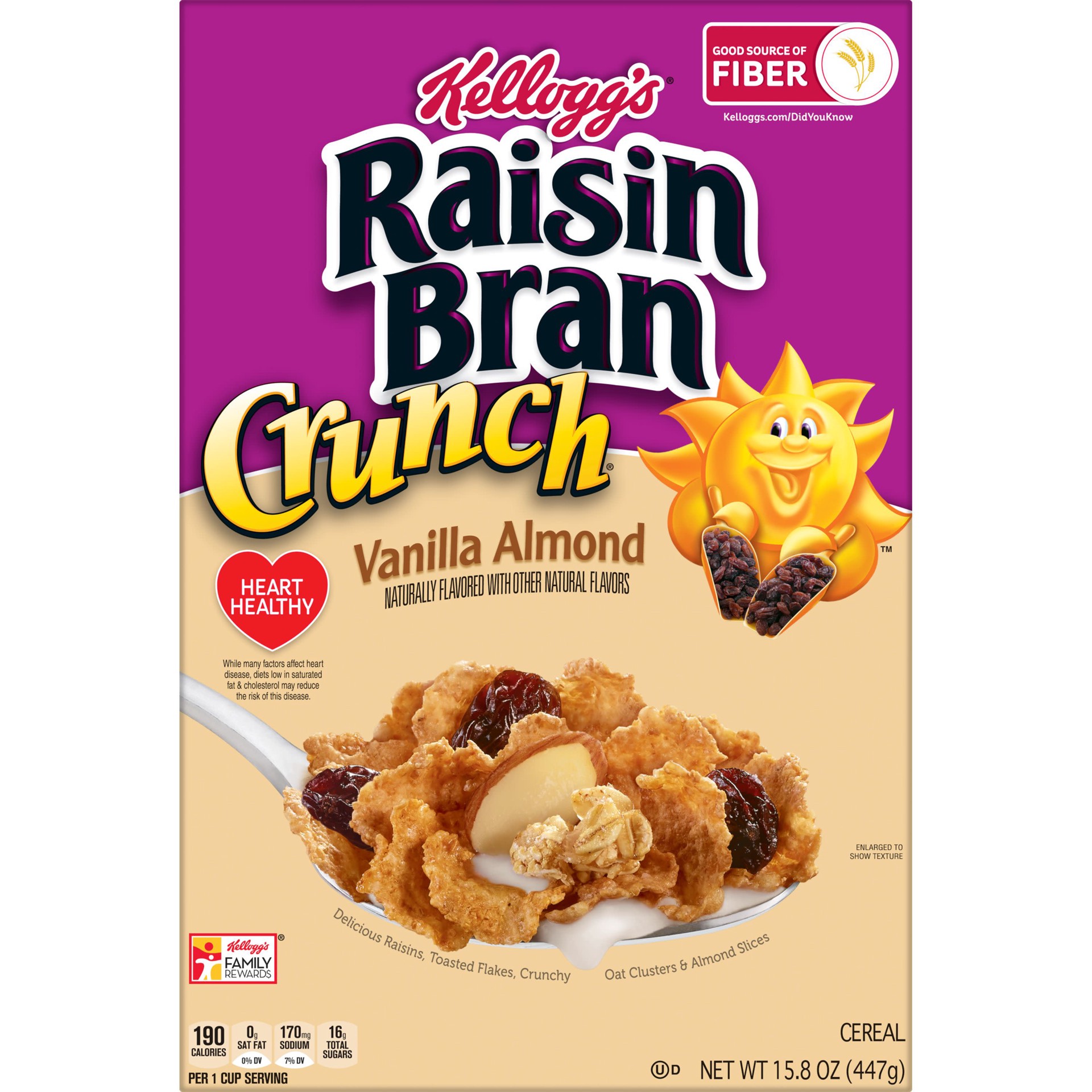 slide 1 of 5, Kellogg's Raisin Bran Crunch Vanilla Almond Breakfast Cereal, 15.8 oz