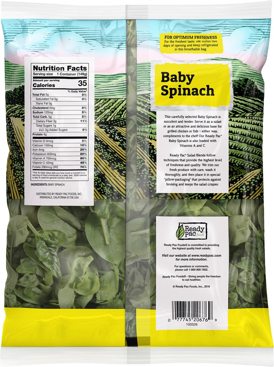slide 5 of 9, Ready Pac Baby Spinach, 1 ct