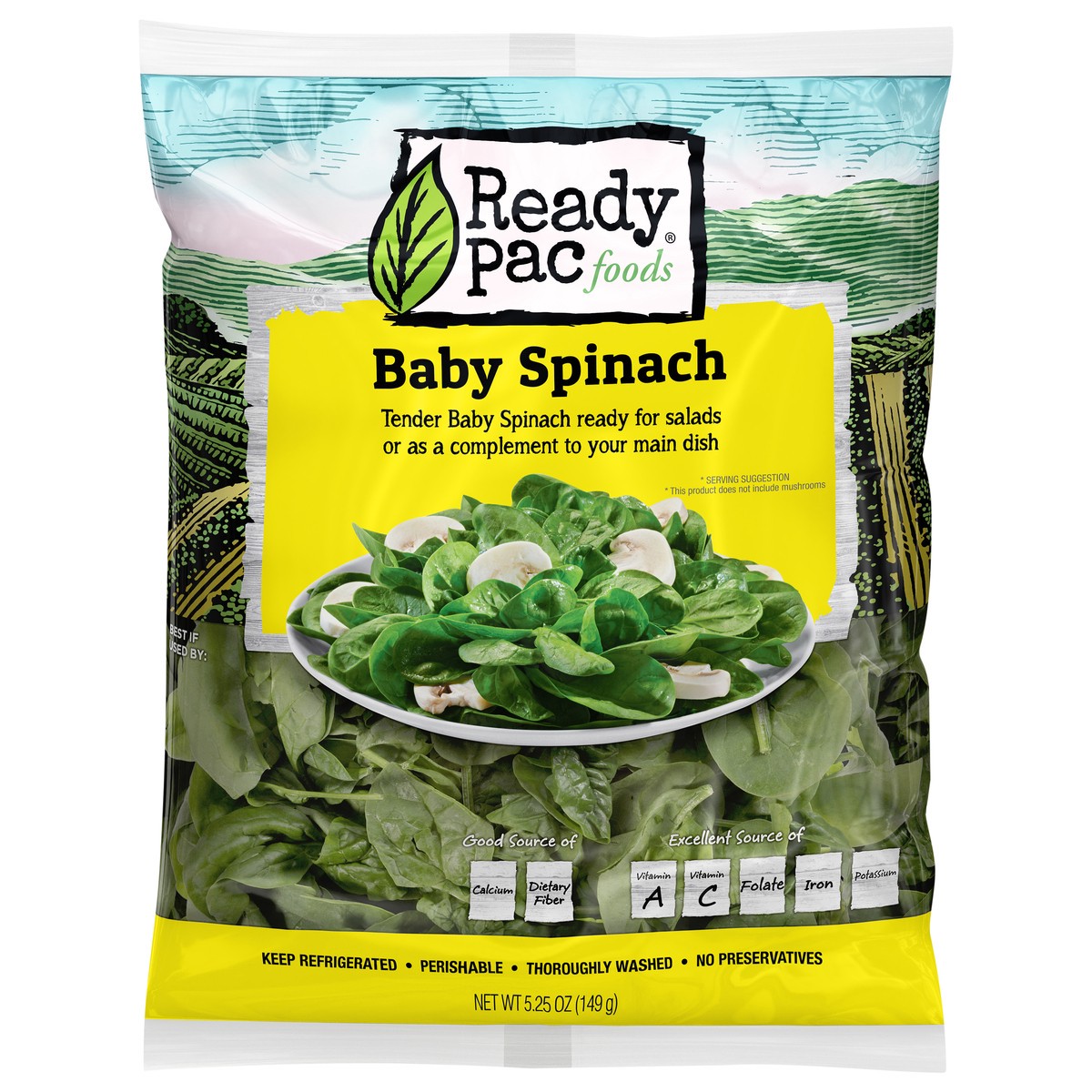slide 1 of 9, Ready Pac Baby Spinach, 1 ct