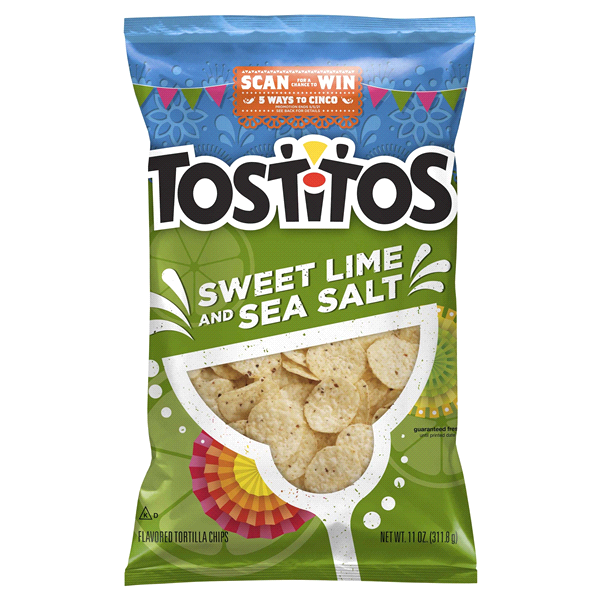 slide 1 of 1, Tostitos Sweet Lime & Sea Salt Tortilla C, 11 oz