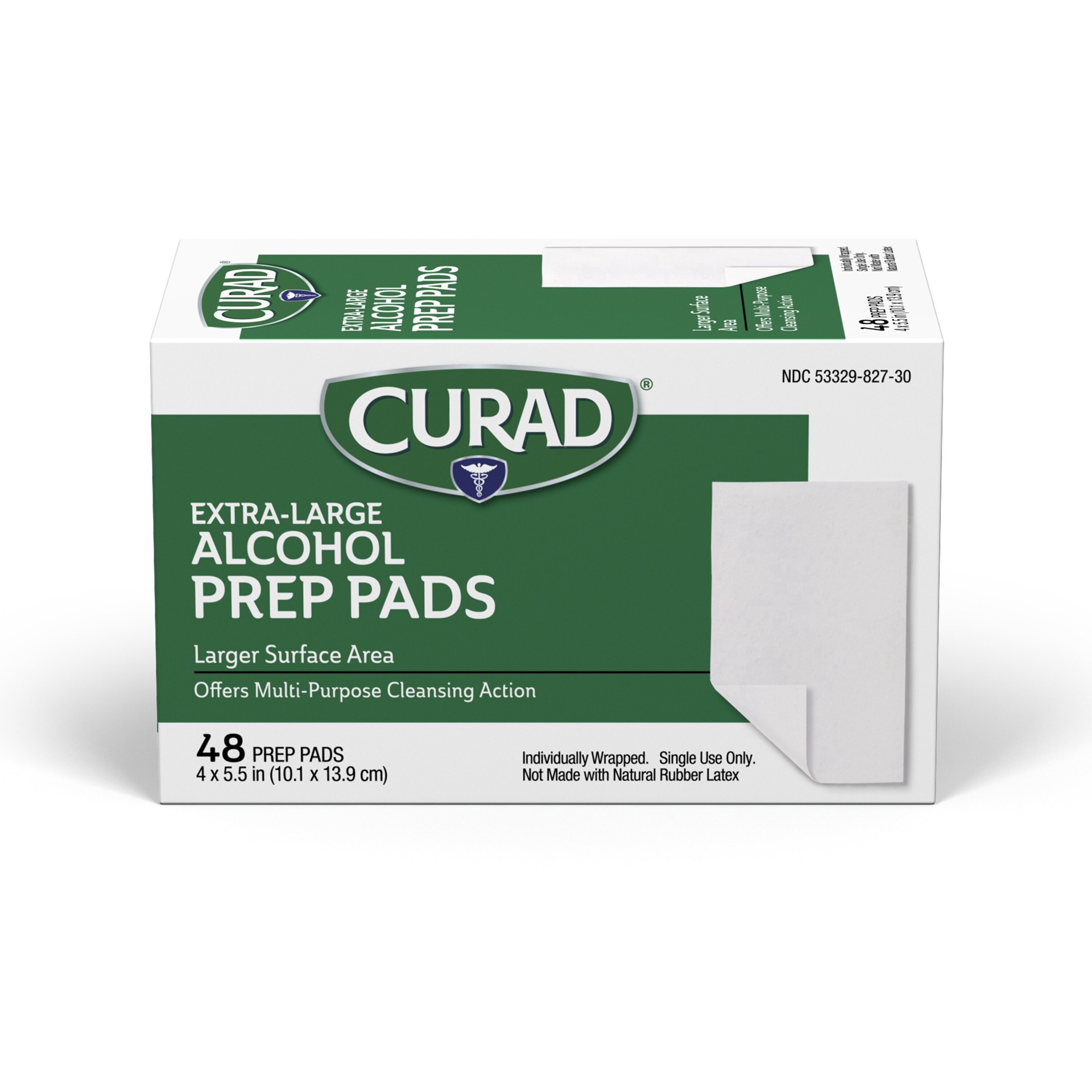 slide 1 of 1, Curad Extra Large Alcohol Prep Pads, 4" X 5.5", 48 Ct, 48 ct