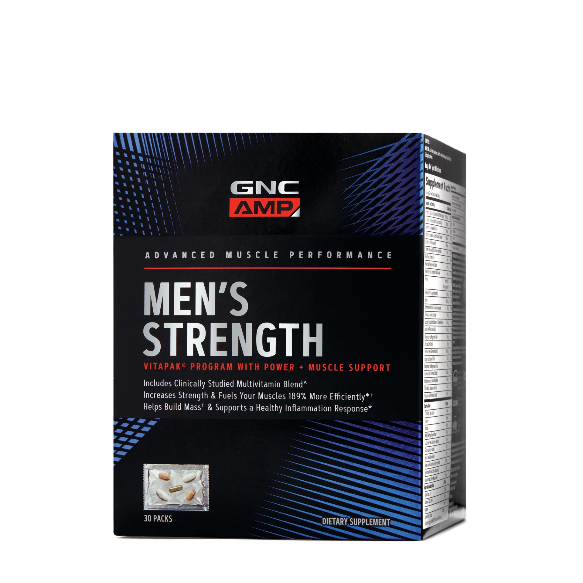 slide 1 of 1, GNC AMP Men's Strength Vitapak Program With Power + Muscle Support, 30 ct