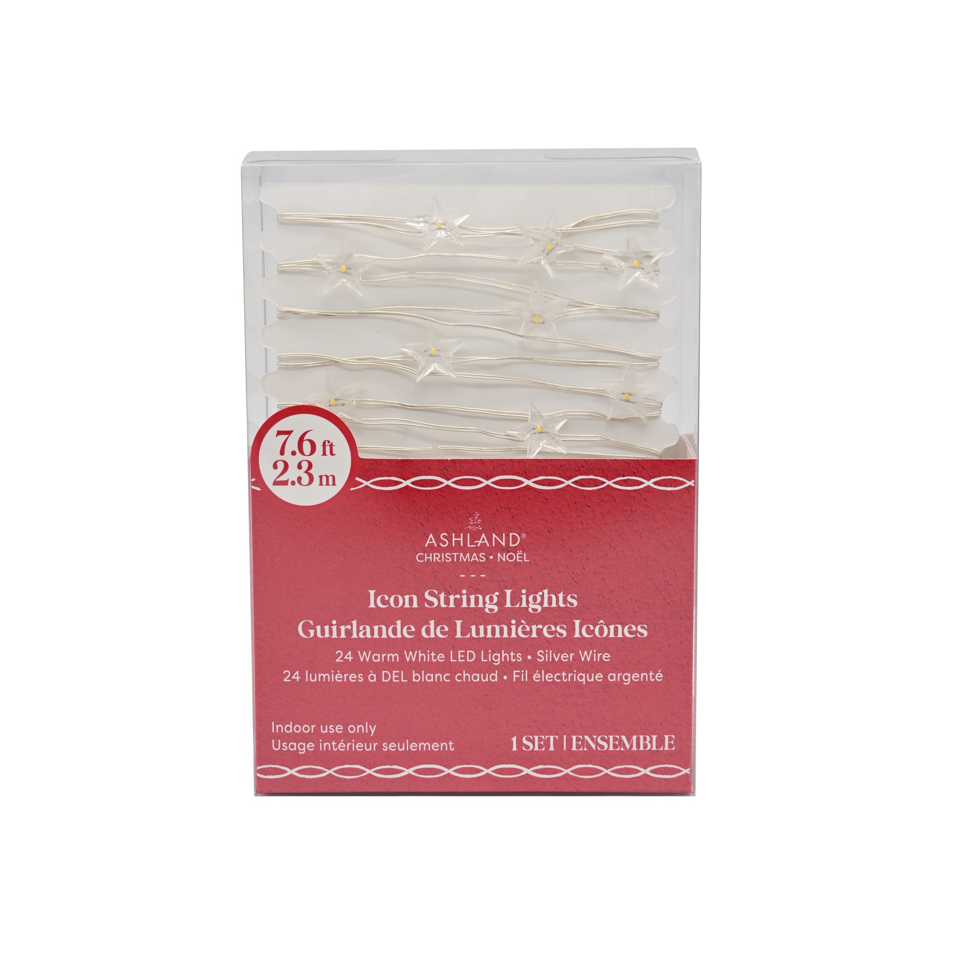 slide 2 of 3, 24ct. Warm White Led Star String Lights On Silver Wire By Ashland, 24 ct