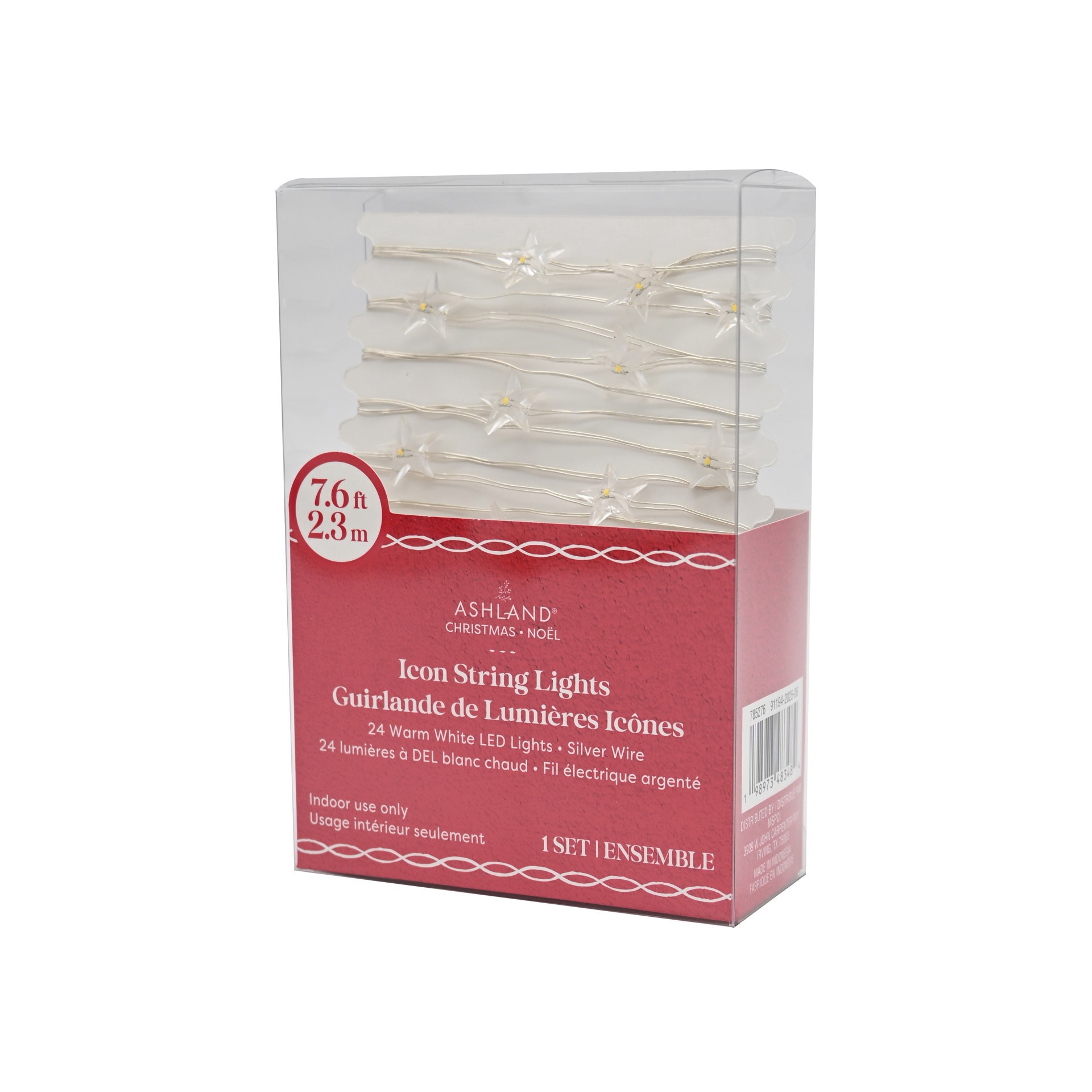slide 3 of 3, 24ct. Warm White Led Star String Lights On Silver Wire By Ashland, 24 ct