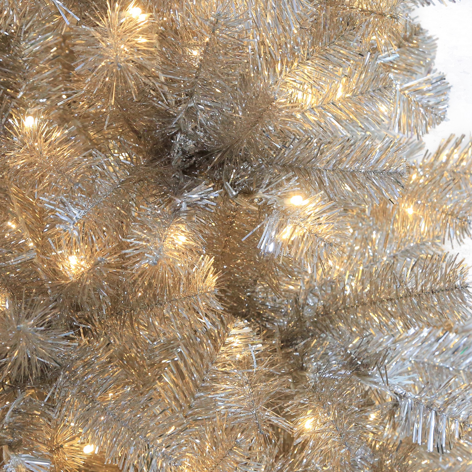 slide 2 of 6, 7ft. Pre-Lit Champagne Tinsel Artificial Christmas Tree, Warm White Led Lights By Ashland, 7 ft