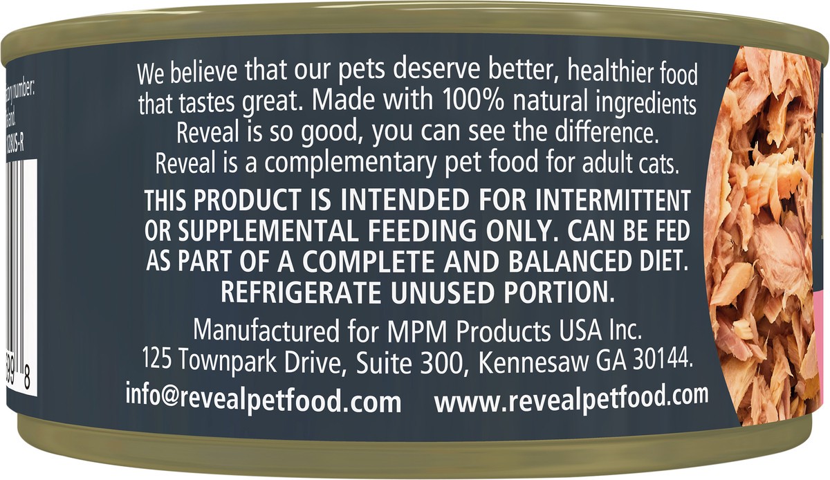 slide 2 of 5, Reveal Natural Wet Cat Food, Tuna Fillet with Salmon in Broth, 2.47 oz Can, 2.47 oz