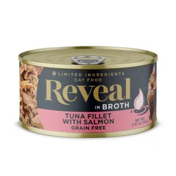 Reveal Natural Wet Cat Food, Tuna Fillet with Salmon in Broth, 2.47 oz Can