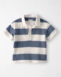 Littleplanet Toddler Boy Polo Shirt Made with Organic Cotton in Blue Stripes - Size 4T