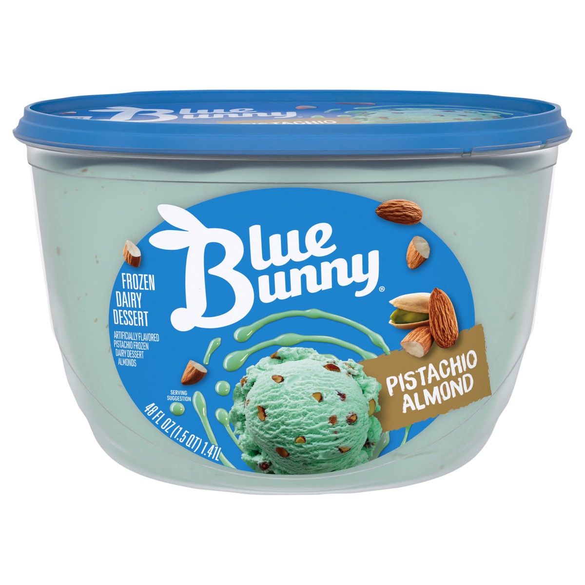 slide 1 of 2, Blue Bunny Pistachio Almnd Ice Cream, 48 fl oz