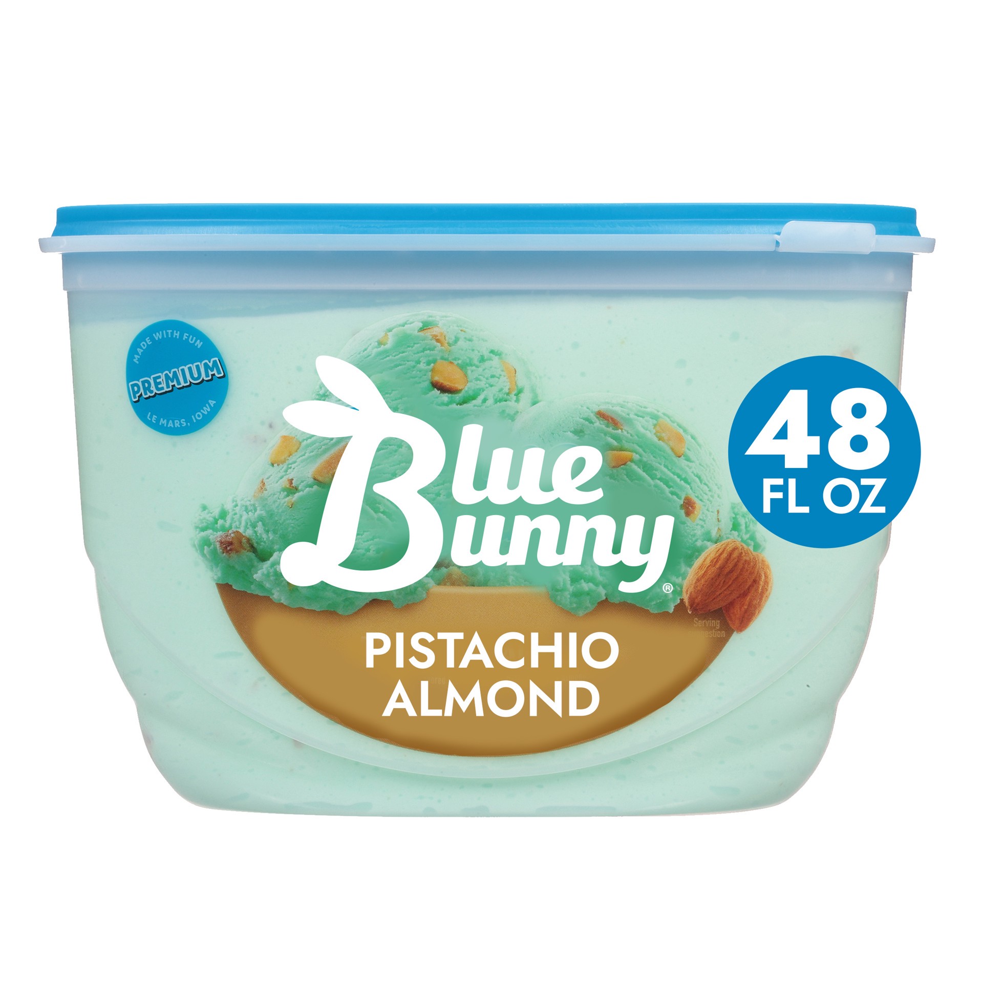 slide 1 of 2, Blue Bunny Pistachio Almnd Ice Cream, 48 fl oz