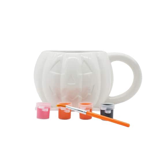 slide 1 of 3, Jack-O'-Lantern Color Your Own Ceramic Mug Kit By Creatology, 4 in x 4.5 in