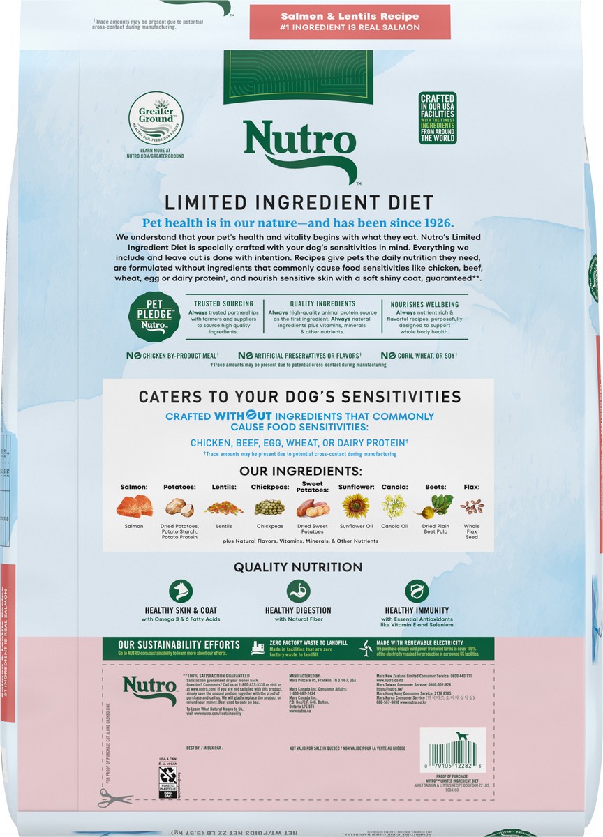 slide 8 of 16, Nutro Limited Ingredient Diet Dry Dog Food, Salmon & Lentils Recipe, 22 lbs., 22.02 lb